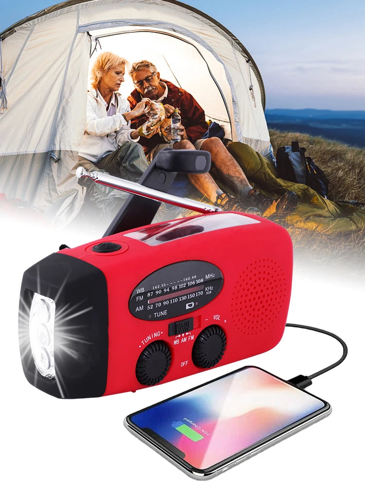 VersaCharge 2000mAh: Solar & Hand Crank Emergency Radio with LED Flashlight and Power Bank