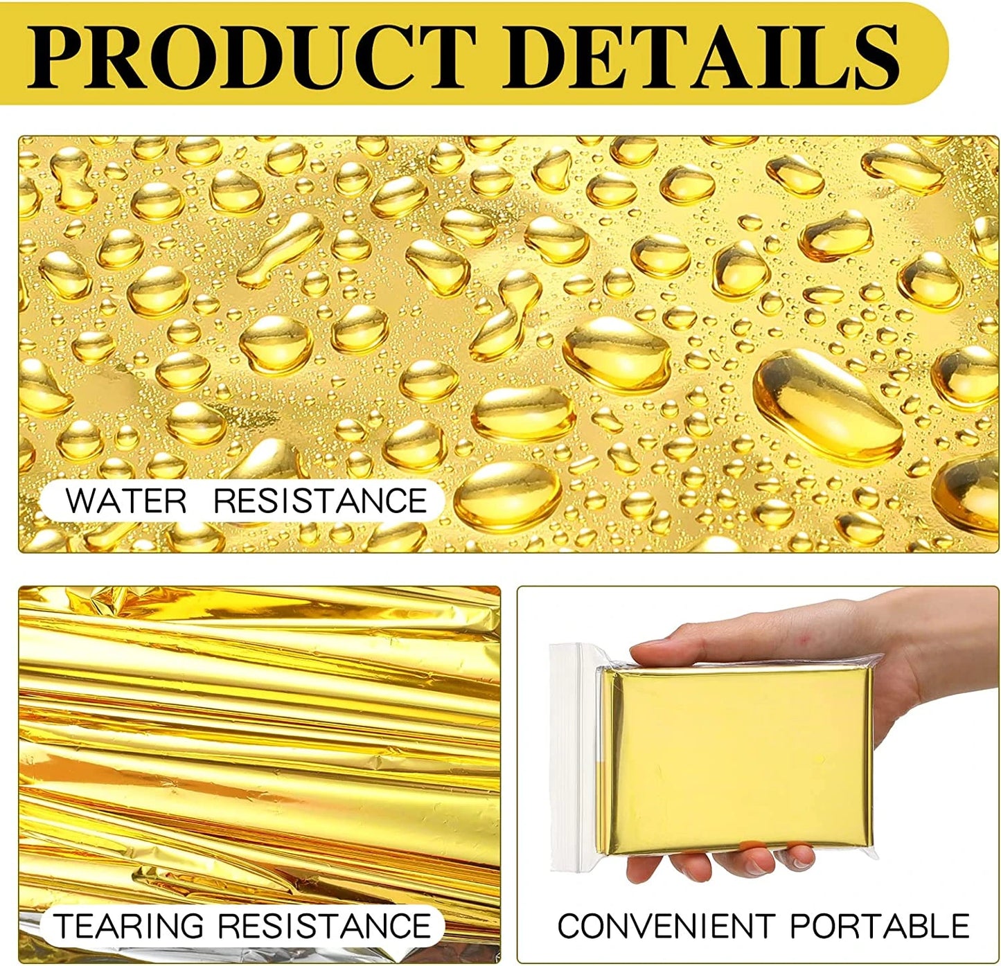 Multifunctional Gold-Silver Emergency Survival Blanket: Waterproof, Thermal, and Reflective for Outdoor Safety