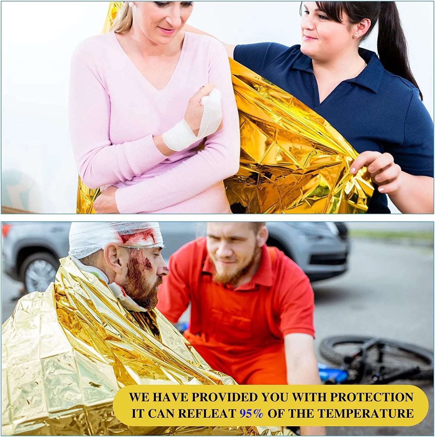 Multifunctional Gold-Silver Emergency Survival Blanket: Waterproof, Thermal, and Reflective for Outdoor Safety