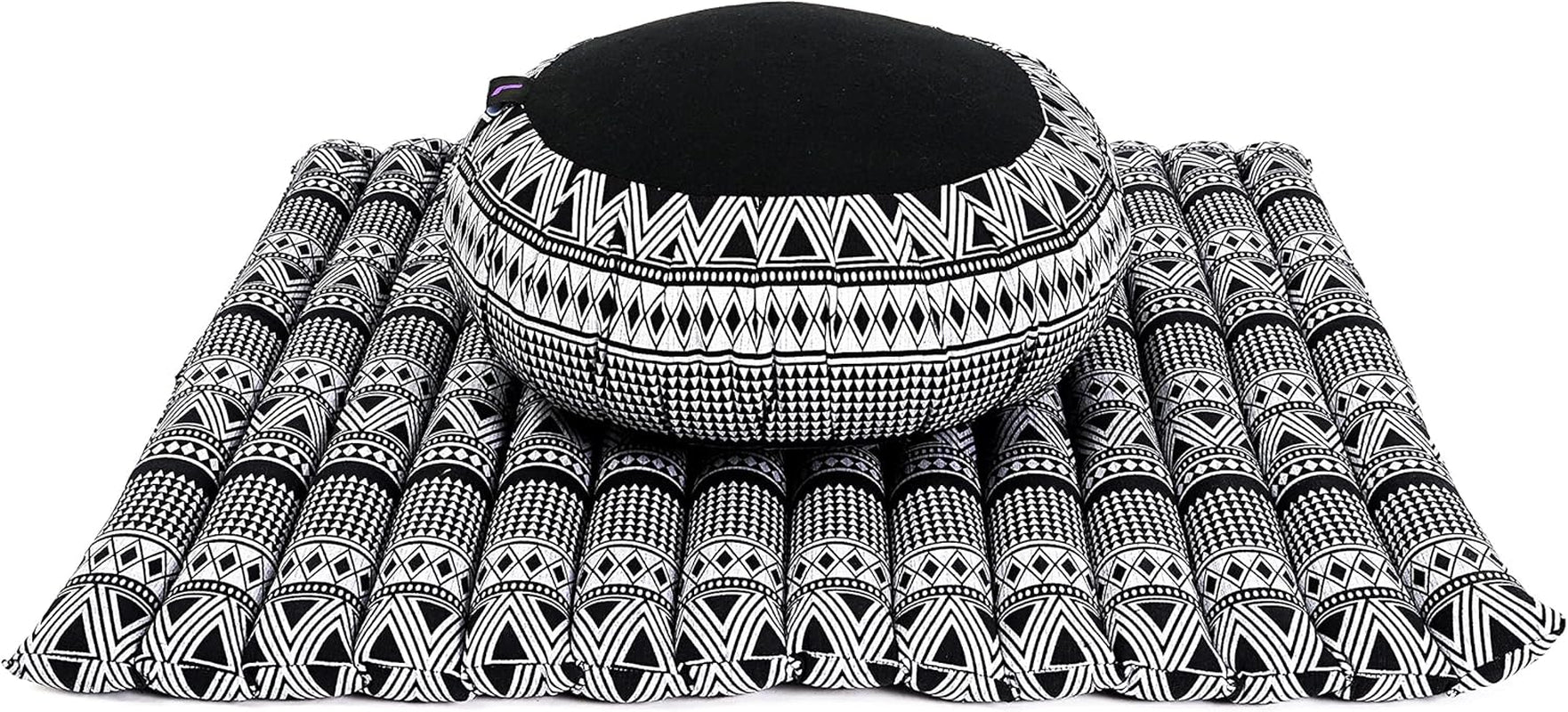 Meditation Cushion Set — Zafu & Roll-Up Zabuton with Kapok Fill