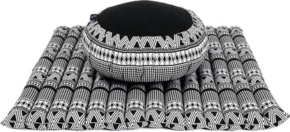 Meditation Cushion Set — Zafu & Roll-Up Zabuton with Kapok Fill