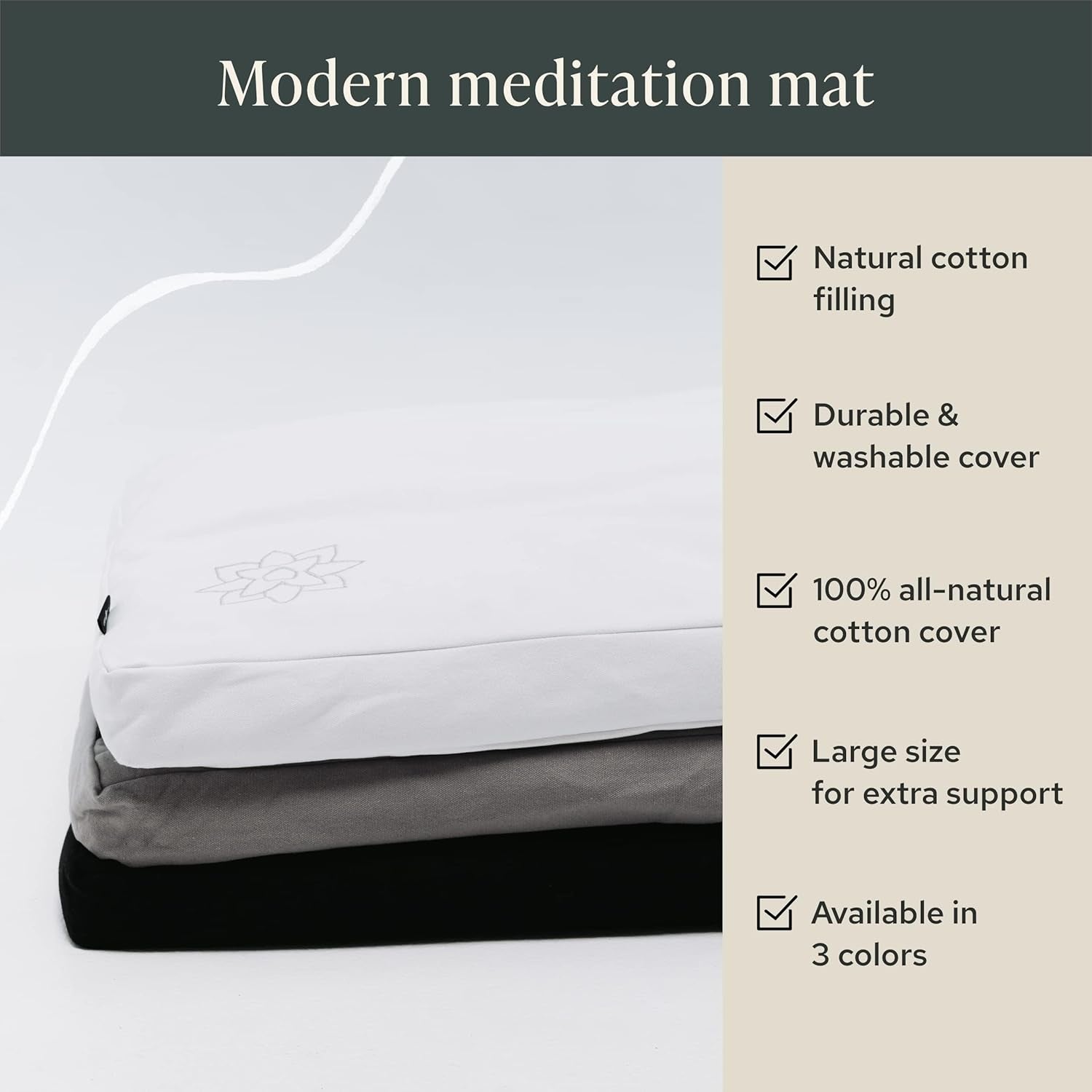 Mindful & Modern Zabuton Meditation Mat — Cotton-Filled Floor Cushion