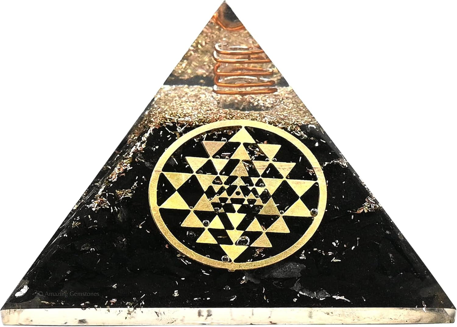 Black Tourmaline Orgone Pyramid – Lotus Flower of Life Energy Generator for Protection & Healing