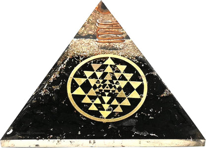 Black Tourmaline Orgone Pyramid – Lotus Flower of Life Energy Generator for Protection & Healing