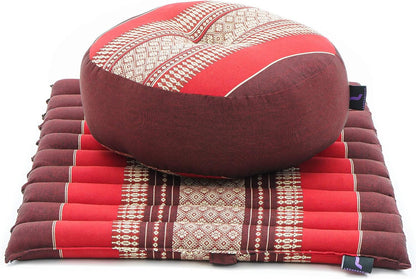 Compact Meditation Cushion Set — Small Zafu & Roll-Up Zabuton with Kapok Fill