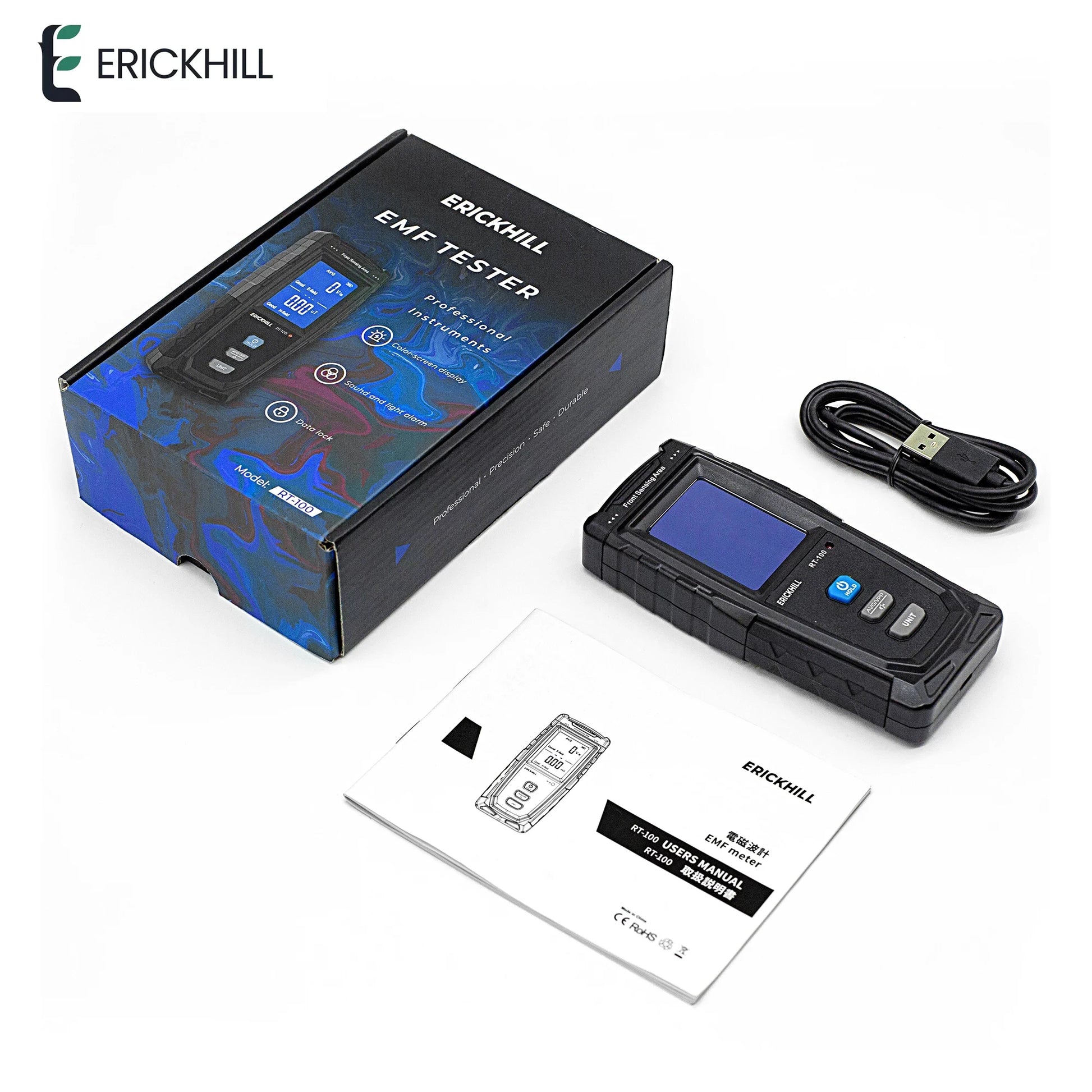 Rechargeable Handheld EMF Meter: Portable Electromagnetic Field Radiation Tester & Dosimeter for Computer Emissions