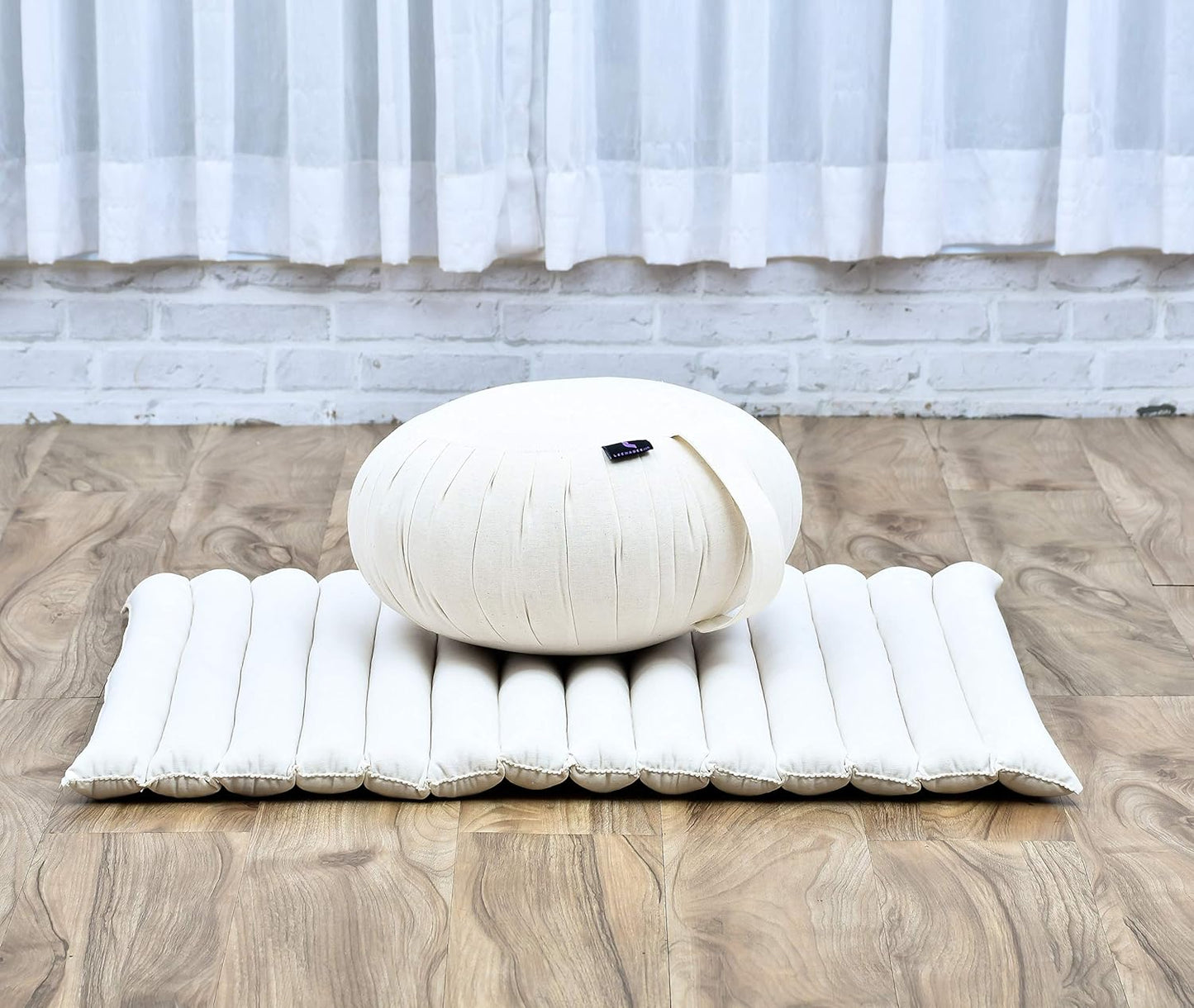 Meditation Cushion Set — Zafu & Roll-Up Zabuton with Kapok Fill