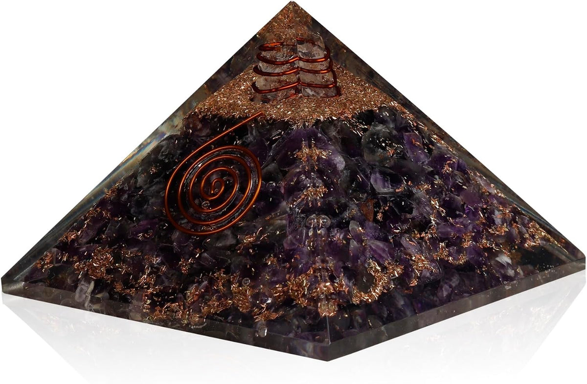 Amethyst Orgonite Pyramid — Violet Stillness | 75 mm Base