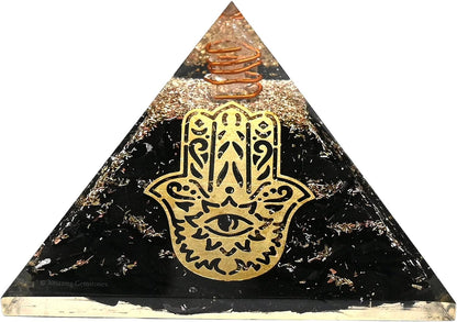 Black Tourmaline Orgone Pyramid – Lotus Flower of Life Energy Generator for Protection & Healing