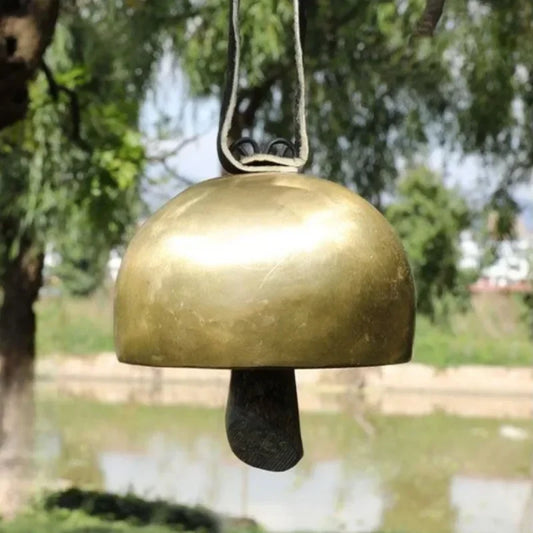 Handmade Brass Meditation Bell — Natural Horn & Copper Wind Chime for Sound Healing & Mindful Rituals