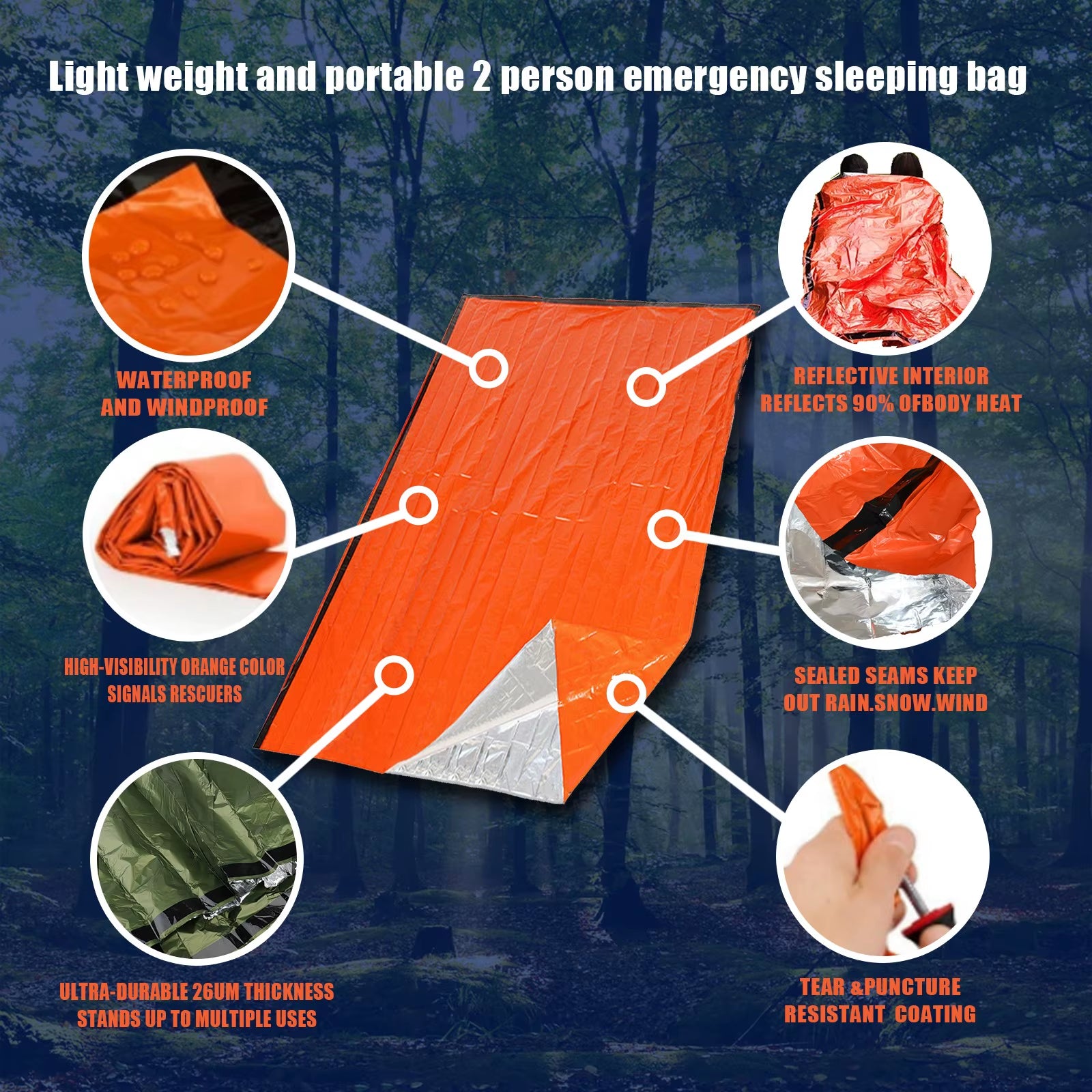 Emergency Survival Sleeping Bag — Waterproof Thermal Bivy Sack for Outdoor Rescue, Camping & Crisis Readiness