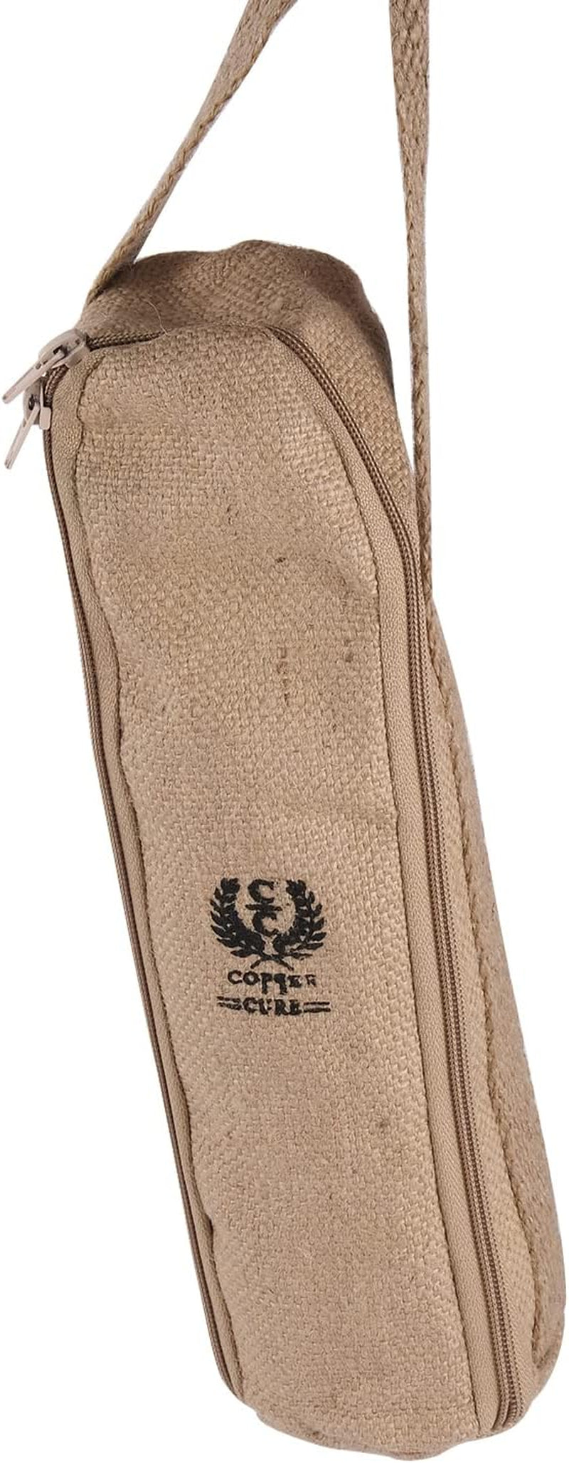 Copper Water Bottle & Jute Bag — Woven Journey | 34 oz