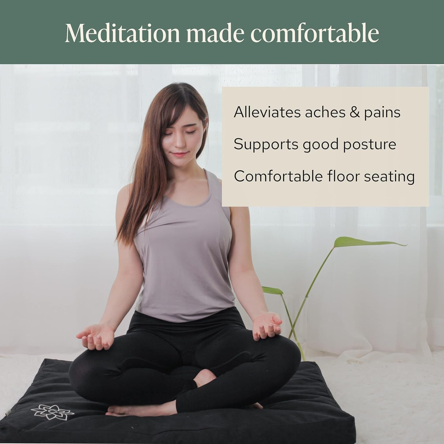Mindful & Modern Zabuton Meditation Mat — Cotton-Filled Floor Cushion