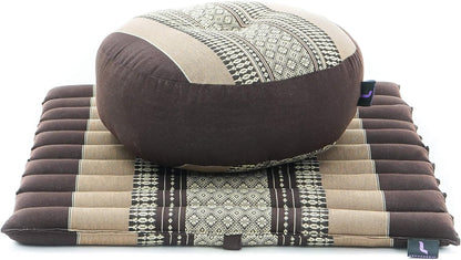 Compact Meditation Cushion Set — Small Zafu & Roll-Up Zabuton with Kapok Fill