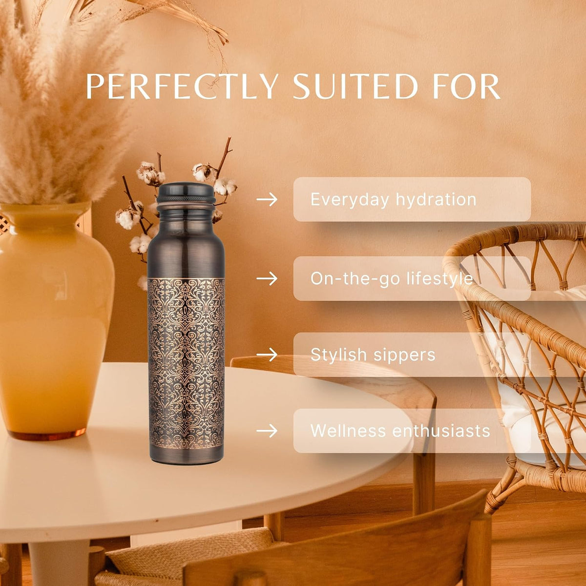 Copper Water Bottle — Antique Bloom | 32 oz