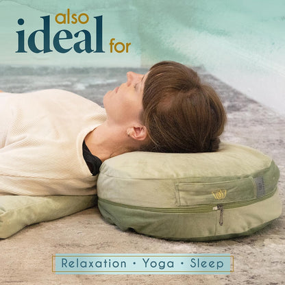 Tibetan Meditation Cushion — Velvet Zafu with Buckwheat Fill