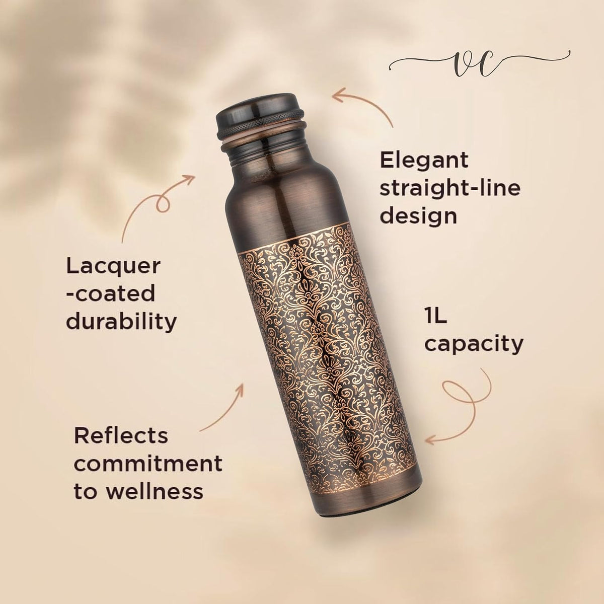 Copper Water Bottle — Antique Bloom | 32 oz