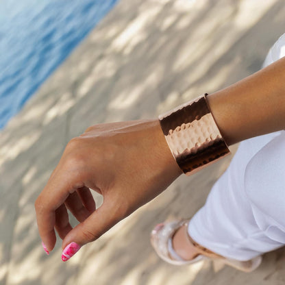 Hammered Turkish Copper Cuff Bracelet – 100% Pure