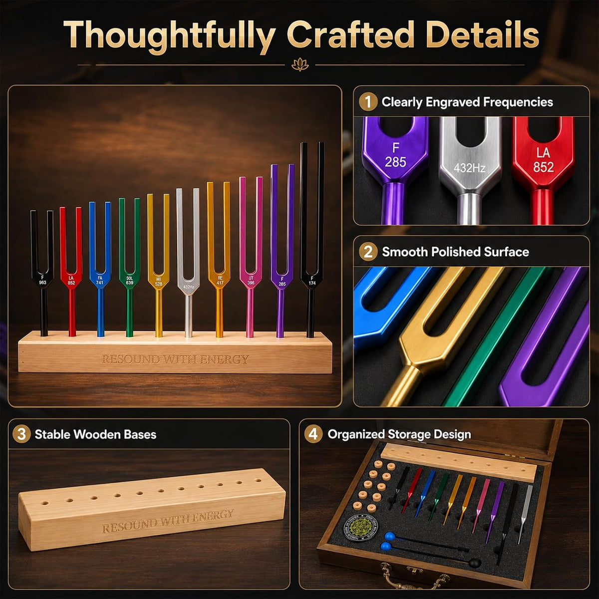 Solfeggio Tuning Fork Set — Spectrum of Sound | 10 Frequencies