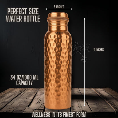 Luxury 100% Pure Copper Water Bottle - 34 OZ – |BPA Free| Ayurvedic Copper Drinking Bottle for Women and Men – | Lab-Tested, Heavy Duty & Leak-Proof | Copper Vessel (Luxury Gift Box Included)