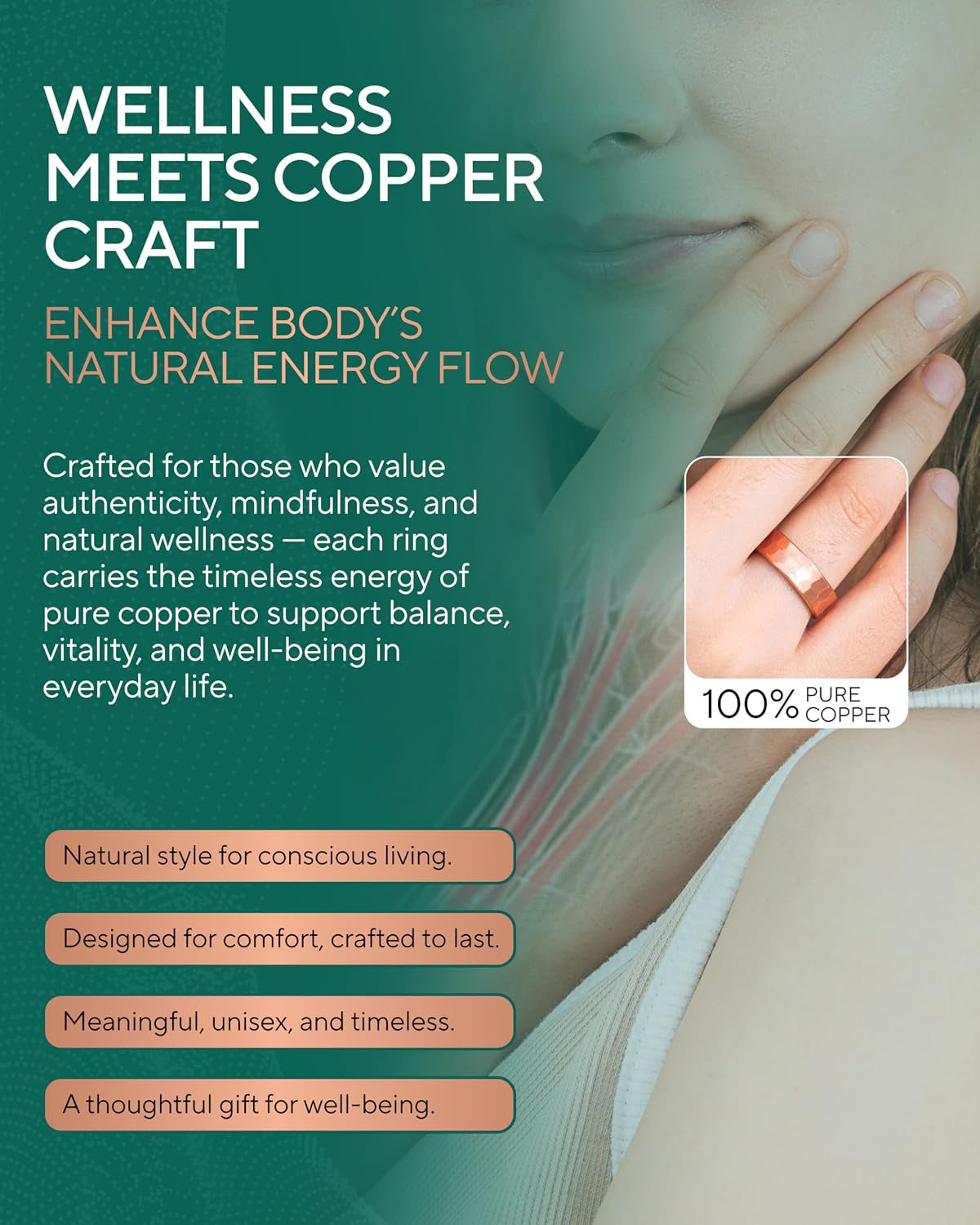 Pure Copper Adjustable Rings — Set of 2