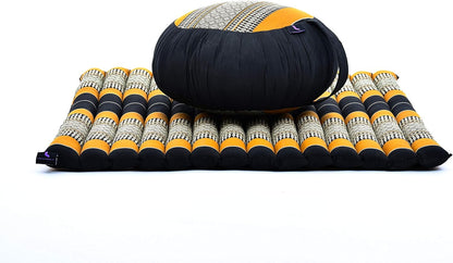 Meditation Cushion Set — Zafu & Roll-Up Zabuton with Kapok Fill