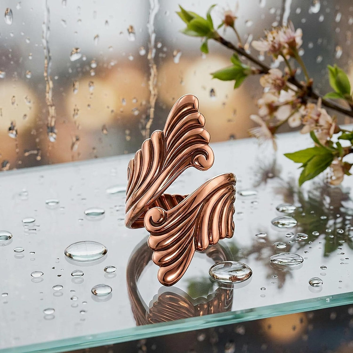 Copper Scroll Bypass Ring — Scroll Poetry | Adjustable