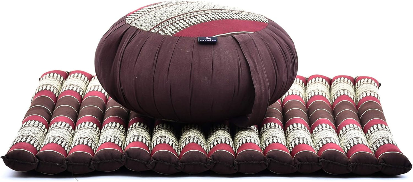 Meditation Cushion Set — Zafu & Roll-Up Zabuton with Kapok Fill