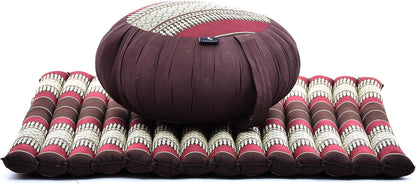 Meditation Cushion Set — Zafu & Roll-Up Zabuton with Kapok Fill