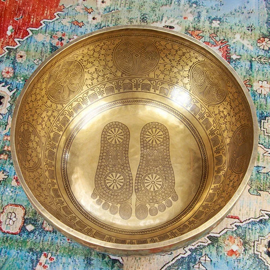 Sacred Foot Singing Bowl — Nepalese Handmade Brass Sound Vessel for Grounded Healing & Deep Vibrational Therapy