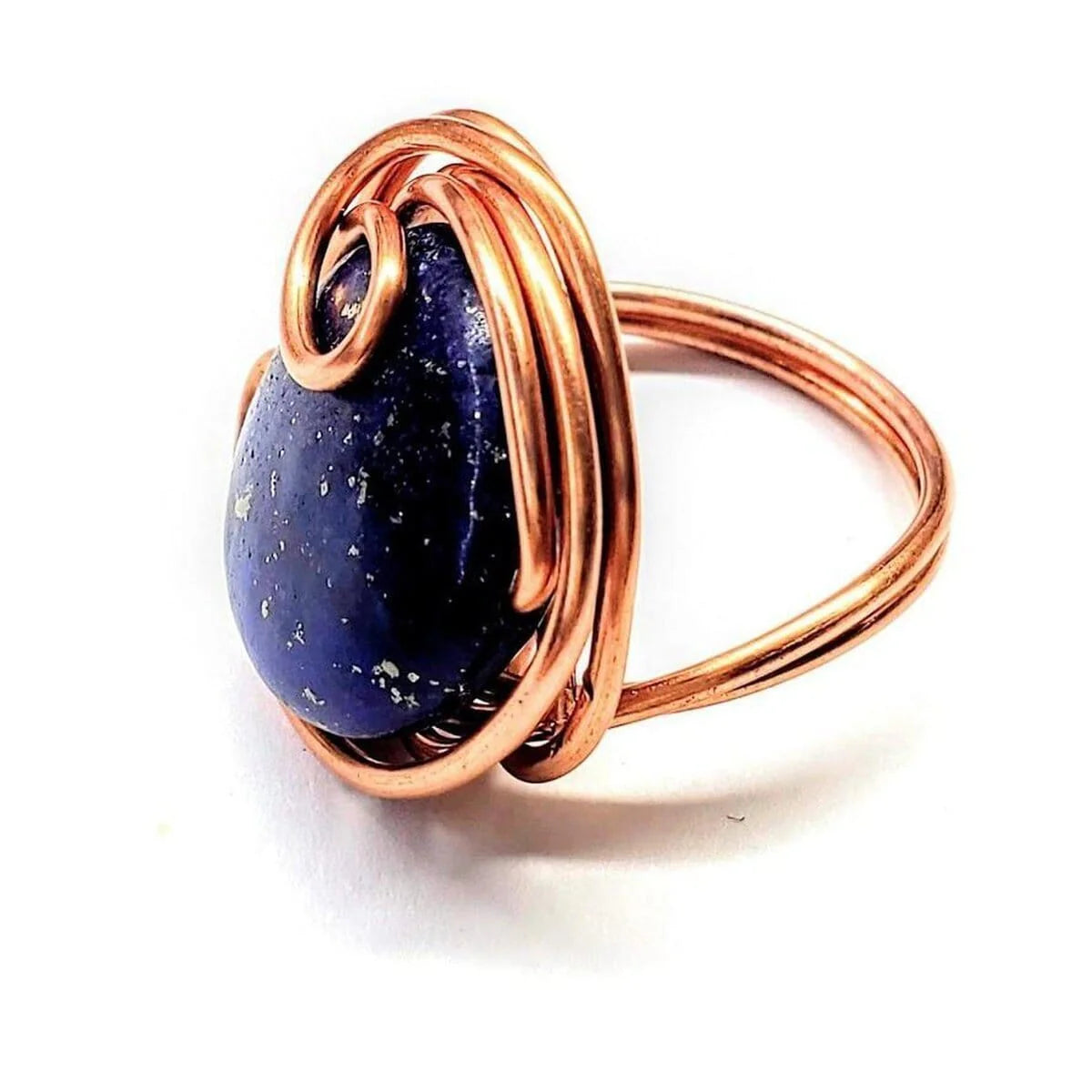 Wire Wrapped Lapis Lazuli Copper Ring