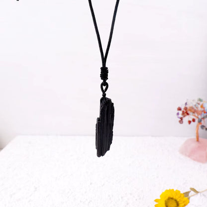 Raw Black Tourmaline Crystal Pendant – EMF Protection & Energy Shielding Necklace