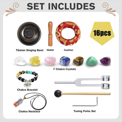 Brass Singing Bowl Gift Set — Resonant Collection | 16 Pieces