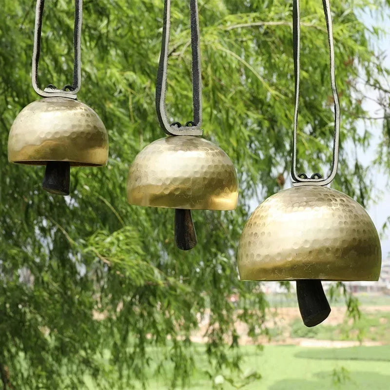 Handmade Brass Meditation Bell — Natural Horn & Copper Wind Chime for Sound Healing & Mindful Rituals