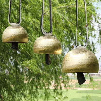 Handmade Brass Meditation Bell — Natural Horn & Copper Wind Chime for Sound Healing & Mindful Rituals