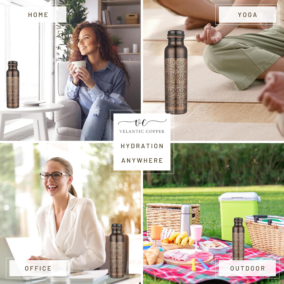 Copper Water Bottle — Antique Bloom | 32 oz