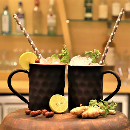 Black Copper Mug Set — Midnight Honeycomb | 2 × 20 oz