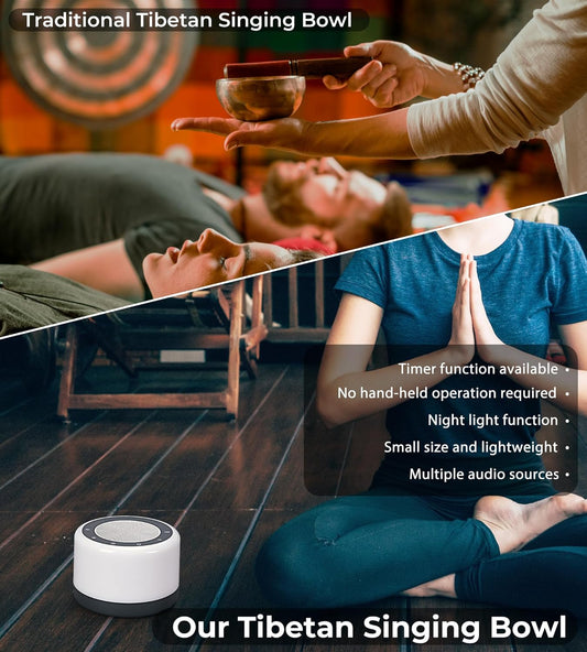 Tibetan Meditation Singing Bowls Machine — 8 Authentic Sounds with Light & Timer