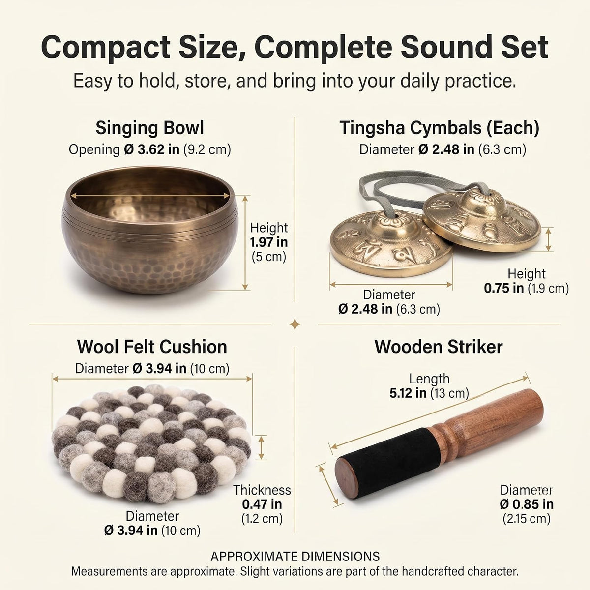Singing Bowl & Tingsha Set — Copper Chime | 3.6 Inch