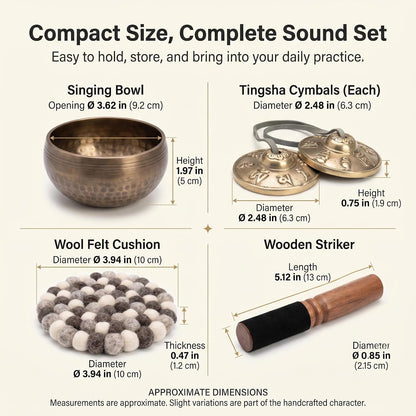 Singing Bowl & Tingsha Set — Copper Chime | 3.6 Inch