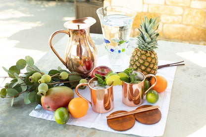 PURE Copper Mug RAW Copper Interior Ideal for Ayurvedic Health Benefits and Moscow Mules - Straight Smooth Finish - Authentic and Strong Riveited Handle - Holds 16Oz