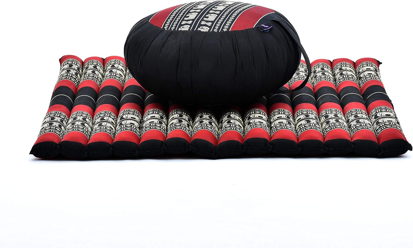 Meditation Cushion Set — Zafu & Roll-Up Zabuton with Kapok Fill