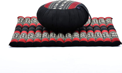 Meditation Cushion Set — Zafu & Roll-Up Zabuton with Kapok Fill