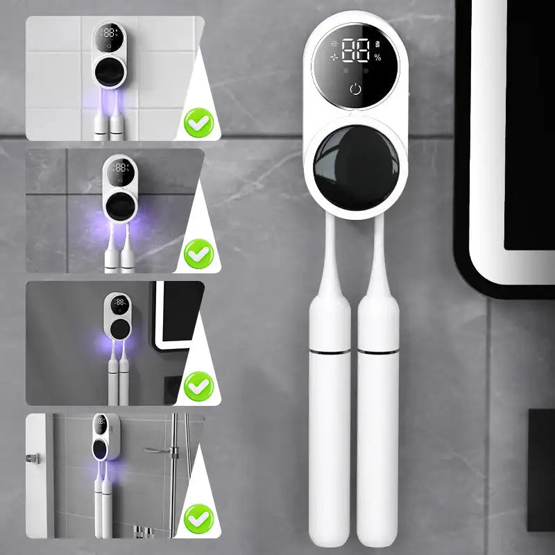 UV Toothbrush Sanitizer & Holder – Intelligent Sensor-Activated Sterilizer with Digital Display