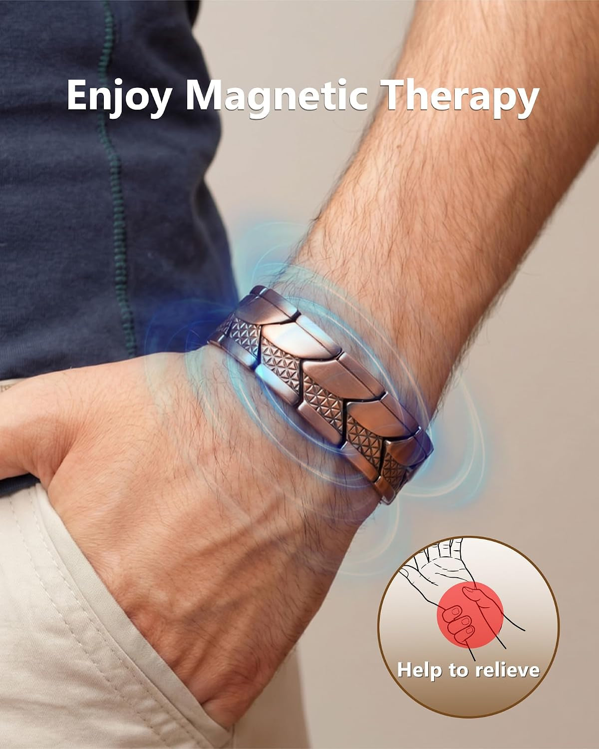 Copper Link Bracelet — Geometric Current | Dual Texture