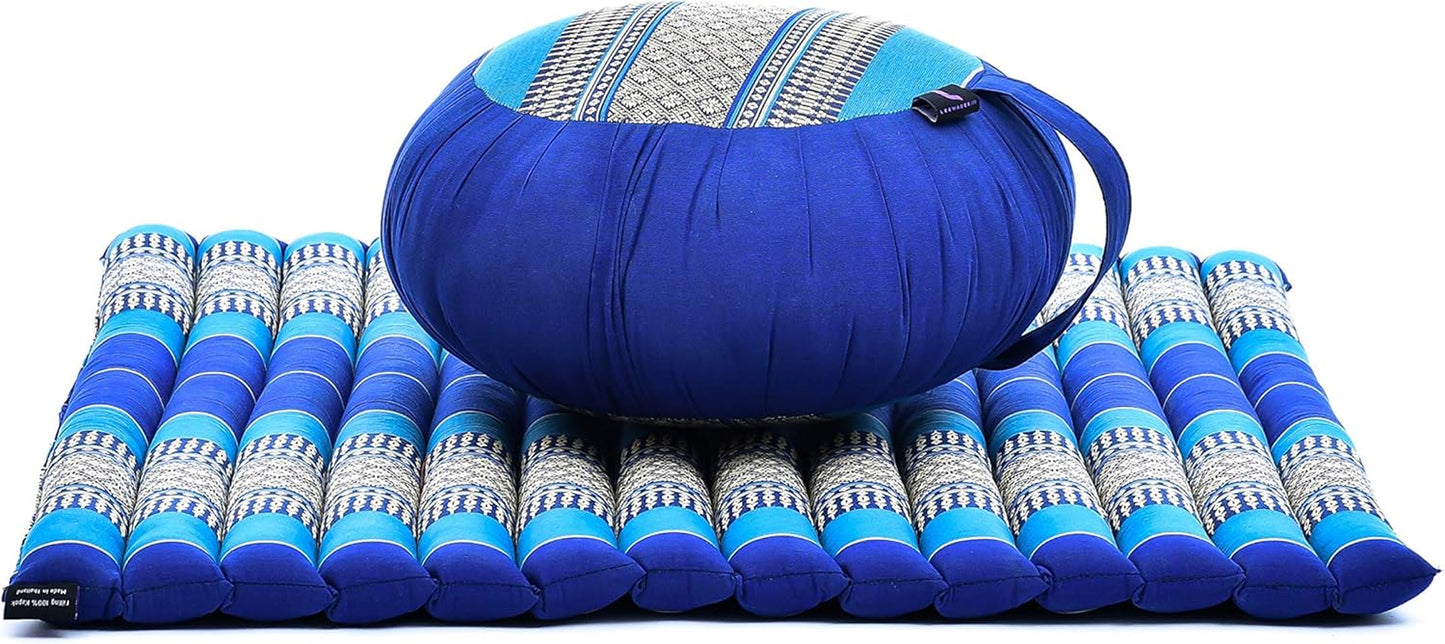 Meditation Cushion Set — Zafu & Roll-Up Zabuton with Kapok Fill