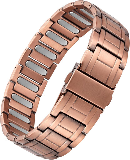 Copper Link Bracelet — Geometric Current | Dual Texture
