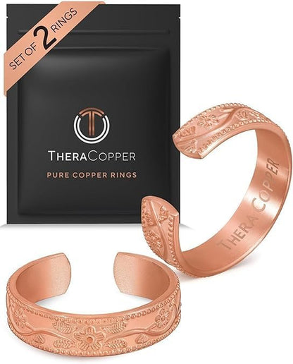 Pure Copper Adjustable Rings — Set of 2
