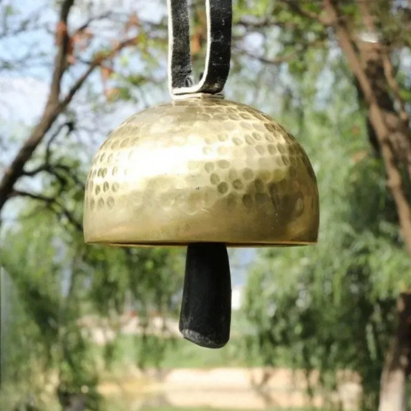 Handmade Brass Meditation Bell — Natural Horn & Copper Wind Chime for Sound Healing & Mindful Rituals