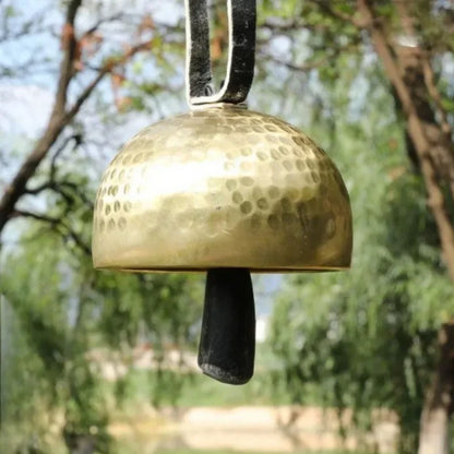 Handmade Brass Meditation Bell — Natural Horn & Copper Wind Chime for Sound Healing & Mindful Rituals
